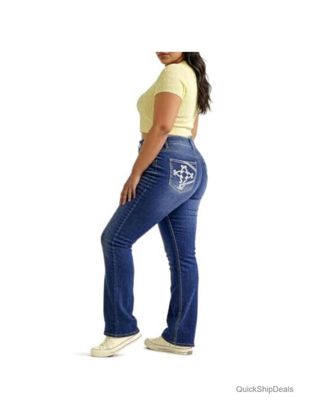 Plus Size High Waisted Bootcut Jeans Stretchy Tummy Control